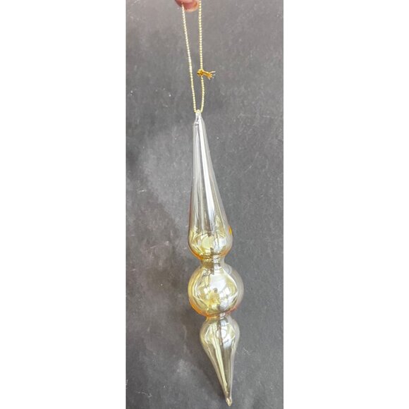 3 Amber Blown Glass Christmas Tree Ornaments Finial Drop - Picture 2 of 6